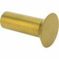 Bsc Preferred Brass Flush-Mount Solid Rivets 1/4 Diameter for 0.519 Maximum Material Thickness, 25PK 97029A347